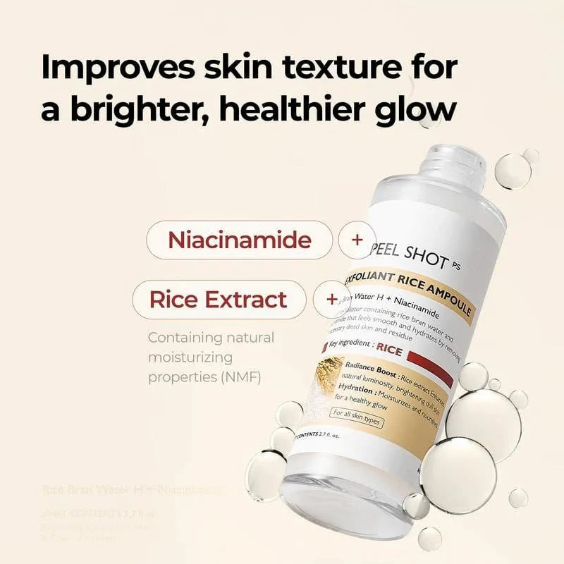 Peel Shot Glow Rice Ampoule Duo - Serums for Brightening, Exfoliating, and Moisturizing🌾