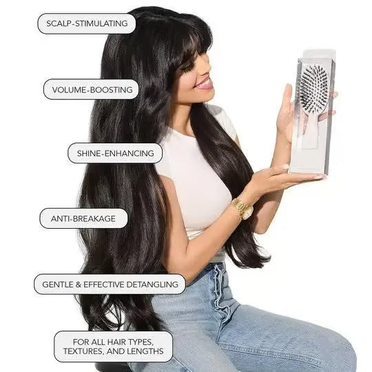 Bestselling 5x Sold Out Paddle Brush - Smoother, Stronger, Shinier Hair | Boar + Nylon Bristles with Microsphere Massage Tips